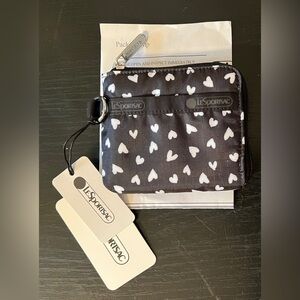 BRAND NEW w tags LeSportsac slim black & white hearts wallet